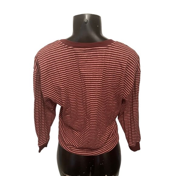 Small Anthropologie Striped V-Neck 3/4 Sleeve Womens Top - Picture 5 of 9
